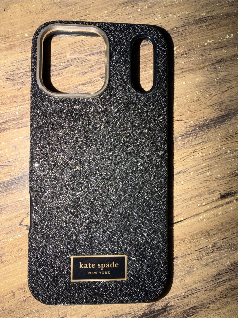 kate spade Black Glitter Phone Case with Gold Logo Plate - IPhone 17 Pro Max